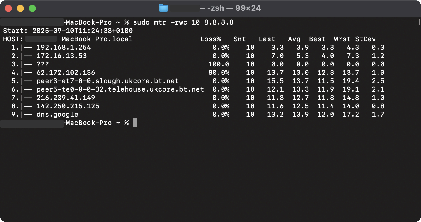 Example of a MacOS MTR test